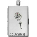 2oz 'Long Rose' Satin Flask & Cigarette Case Combo