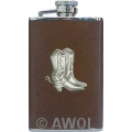 3.5oz 'Cowboy Boots' Brown Genuine Leather Boot Flask