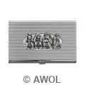 'Four Monkeys' Chrome Ribbed Business Card Case