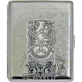 'Celtic Lovers' Wide 100mm Florentine Chrome Cigarette Case / Stash Box