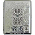 'Gothic Celtic Cross' Wide 100mm Florentine Chrome Cigarette Case / Stash Box