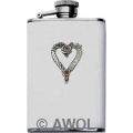 3.5oz 'Wild Heart' White Genuine Leather Flask