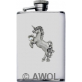 3.5oz 'Rearing Unicorn' White Genuine Leather Flask