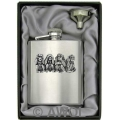 8oz 'Four Monkeys' Heavy Gauge Premium Satin Finish Flask & Funnel Gift Set