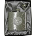 6oz 'Celtic Tree of Life' Premium Florentine Chrome Flask & Funnel Gift Set