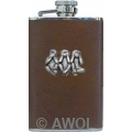 3.5oz 'Three Wise Monkeys' Brown Leather Boot Flask