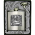 6oz 'Fish Panel' Heavy Gauge Premium Satin Flask & Funnel Gift Set