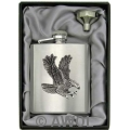 8oz 'Flying Eagle' Heavy Gauge Premium Satin Flask & Funnel Gift Set