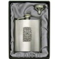 6oz 'Celtic Cross Circle' Heavy Gauge Premium Satin Flask & Funnel Gift Set