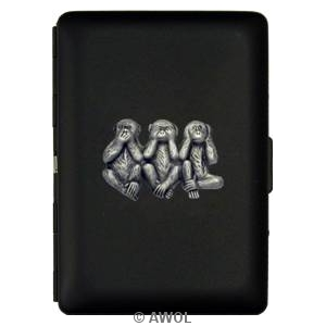 "Three Wise Monkeys" Ultra Slim King Black Matte Card Case