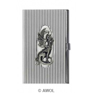 "Little Dragon" Chrome Ribbed Business Card Case