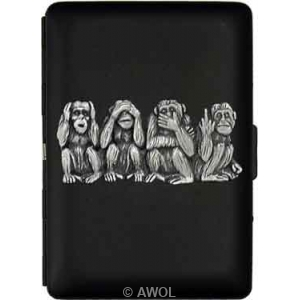 "Four Monkeys" Ultra Slim King Black Matte Card Case