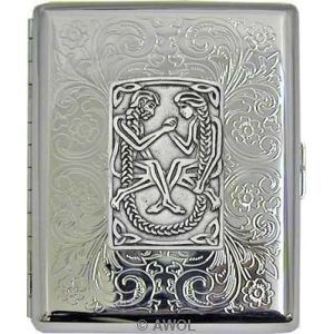 'Celtic Lovers' Wide 100mm Florentine Chrome Cigarette Case / Stash Box