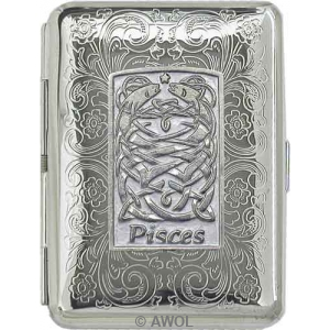 Slim King 'Celtic Zodiac Pisces' Florentine Chrome Pocket Case