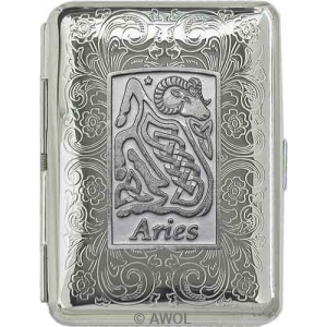 Slim King 'Celtic Zodiac Aries' Florentine Chrome Pocket Case