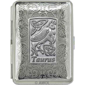 Slim King 'Celtic Zodiac Taurus' Florentine Chrome Pocket Case