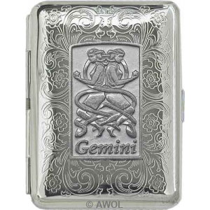 Slim King 'Celtic Zodiac Gemini' Florentine Chrome Pocket Case