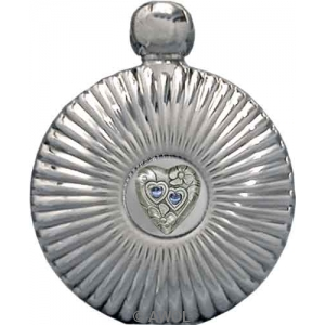 5oz 'Double Hearts' Round Chrome Flare Flask