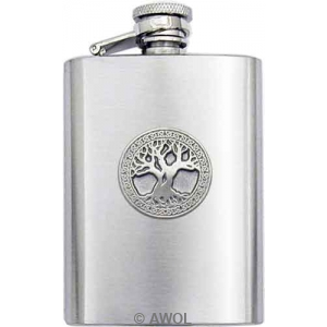 3.5oz 'Celtic Tree of Life' Premium Satin Boot Flask