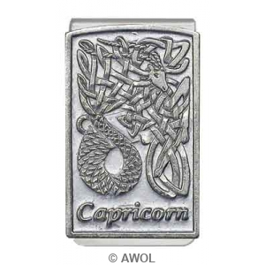 'Celtic Zodiac Capricorn' Pewter Panel Silver Tone Money Clip