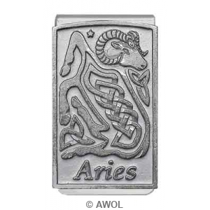 'Celtic Zodiac Aries' Pewter Panel Silver Tone Money Clip