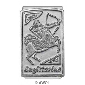 'Celtic Zodiac Sagittarius' Pewter Panel Silver Tone Money Clip
