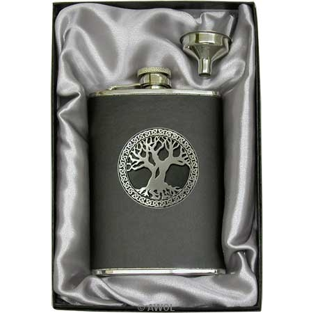 8oz BLACK Celtic Tree of Life Flask 8oz BLACK Celtic Tree of Life Flask