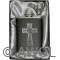 8oz 'Intricate Celtic Cross' Black Genuine Leather Flask & Funnel Gift Set